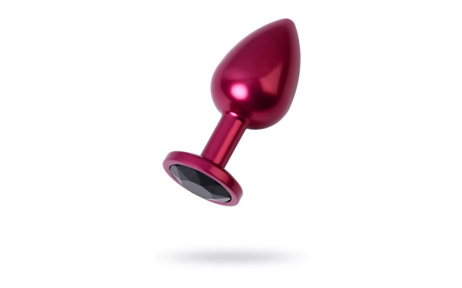 Red Metal Anal Plug w Black Crystal Medium - Just for you desires