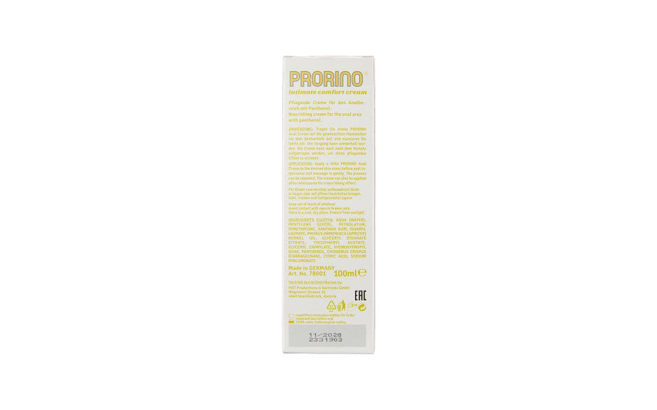 PRORINO Unisex Sensitive Anal Comfort Cream 100ml - Just for you desires
