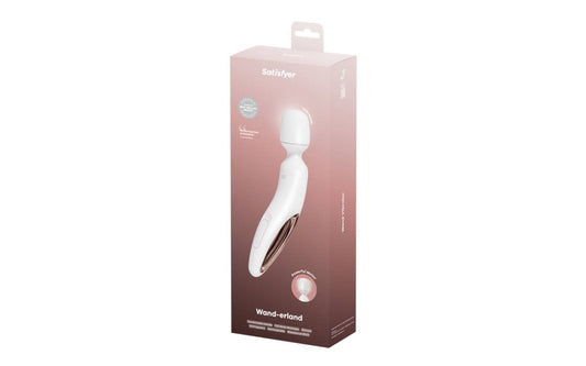 Satisfyer Wand-erland - White - White/Rose Gold USB Rechargeable Massage Wand - Just for you desires