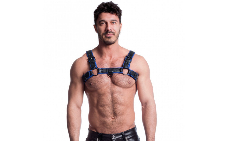 Vegan Bulldog Harness Black and Blue