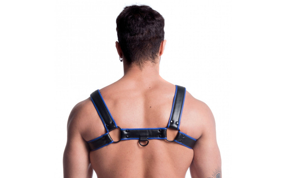 Vegan Bulldog Harness Black and Blue
