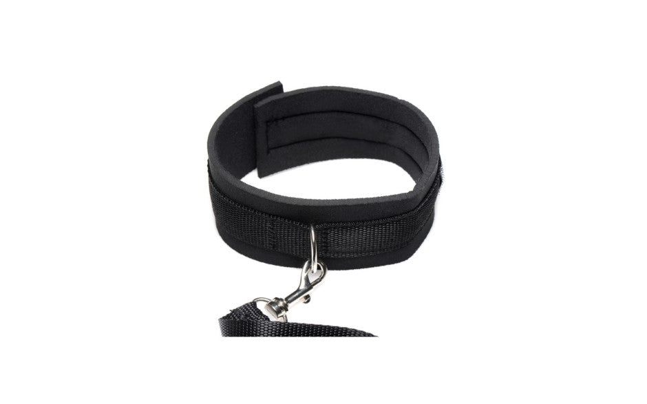 Neoprene Collar And Leash Set Black - Just for you desires
