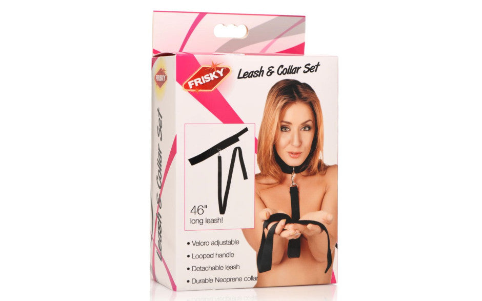 Neoprene Collar And Leash Set Black - Just for you desires