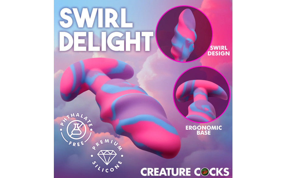Unicorn Swirl Silicone Butt Plug Medium - Just for you desires