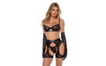 Playboy Flocked Bunny Chaps 3 Pc Set  Black - Just for you desires