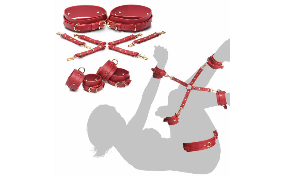 Crimson Captive Thigh Wrist Ankle Hog Tie Restraints