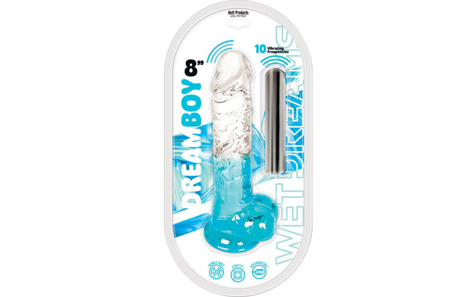 Jelly Vibrator Dream Boy USB 8in Turquoise - Just for you desires