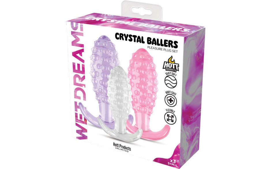 Crystal Ballers 3 Pc Silicone Anal Plug Set - Just for you desires