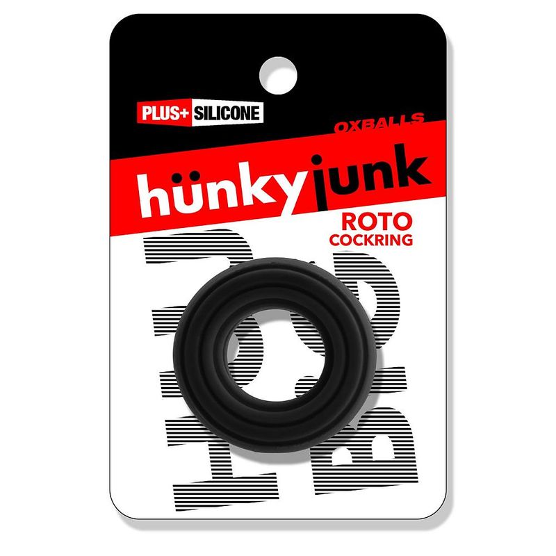 Roto Grooved Gripper Ribbed Cockring Black - Just for you desires