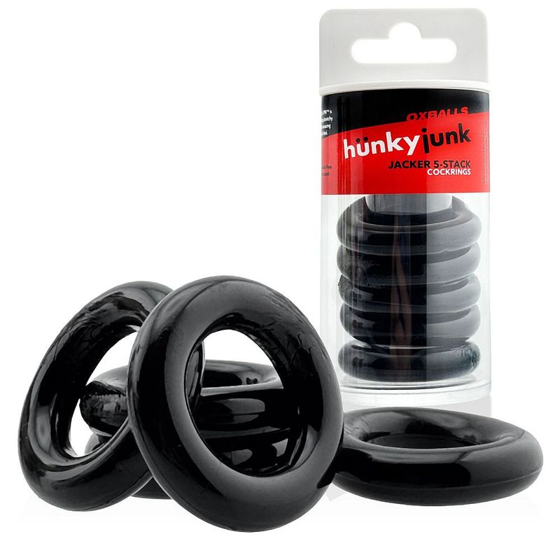 Jacker Stack 5 Pc Strong Cock Ring Black - Just for you desires
