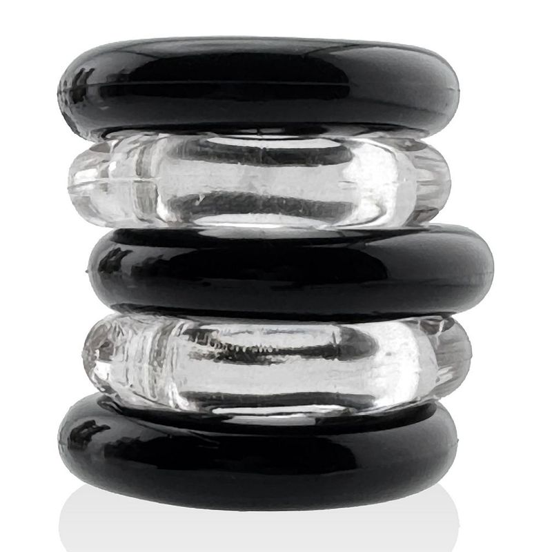 Jacker Stack 5 Pc Strong Cock Ring Clear Black - Just for you desires