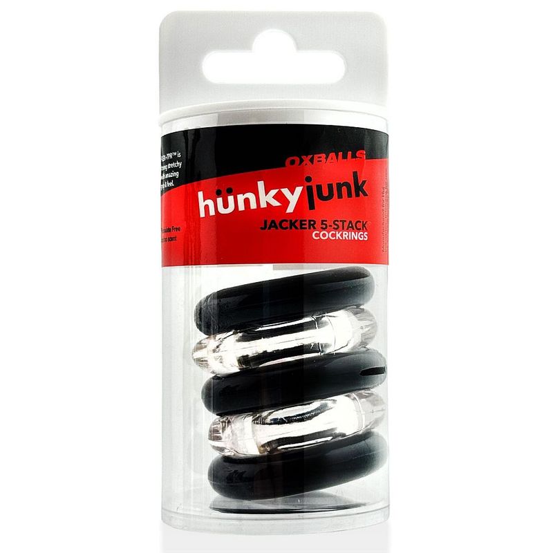 Jacker Stack 5 Pc Strong Cock Ring Clear Black - Just for you desires