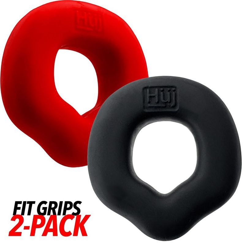 Fit Grips 2 Pc Ergo Cockring Black Red - Just for you desires