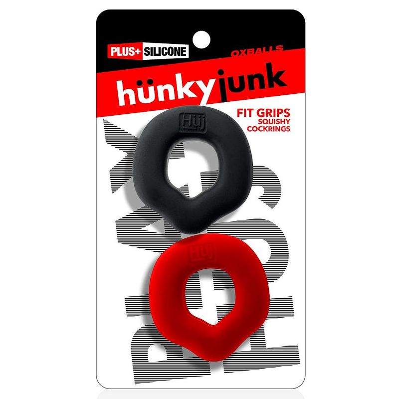 Fit Grips 2 Pc Ergo Cockring Black Red - Just for you desires