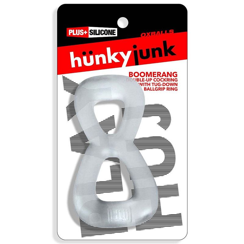 Boomerang Double Cockring Ball Stretcher Clear - Just for you desires