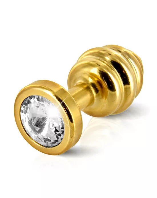 Diogol - Ano Butt Plug Ribbed Gold Plated 30 mm - Just for you desires