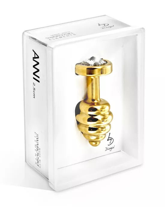 Diogol - Ano Butt Plug Ribbed Gold Plated 30 mm - Just for you desires