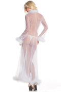 200780 - Sheer Glamour Robe With Feather Trim - Just for you desires