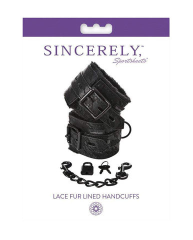 215301 - Sportsheets Lace Fur Lines Hand Cuffs - Just for you desires