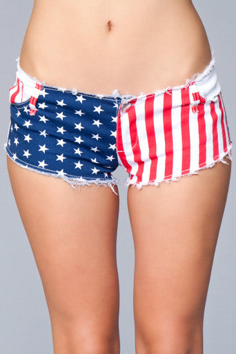 216105 - Sexy American Us Flag Mini Shorts Jeans - Just for you desires