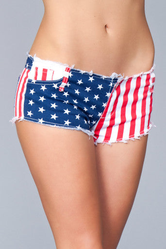 216105 - Sexy American Us Flag Mini Shorts Jeans - Just for you desires