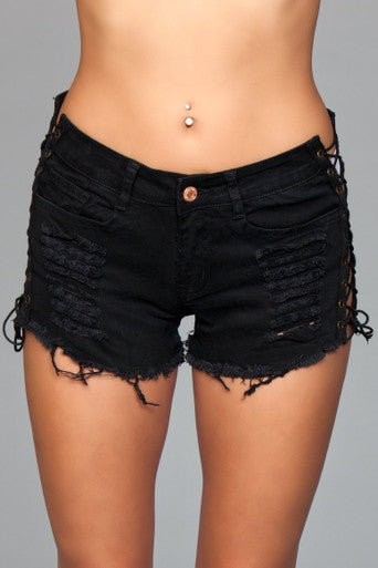 218864 - Looped In Distressed Denim Shorts - Just for you desires