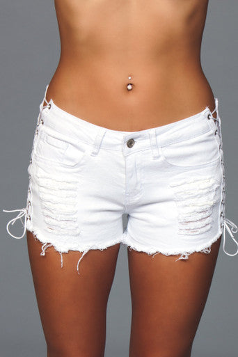 218867 - Looped In Distressed Denim Shorts - Just for you desires