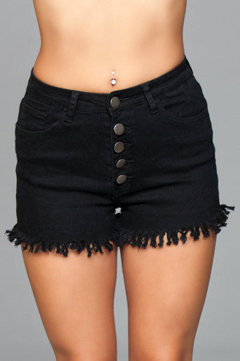 218878 - High Waisted Fringed Button Shorts - Just for you desires
