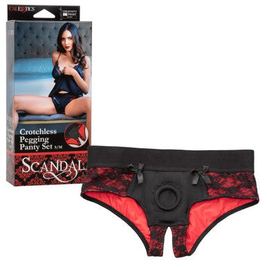 221438 - Scandal Crotchless Pegging Panty Set - S/M - Just for you desires