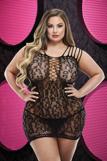 223875 - Leopard Lace Mini Dress - Just for you desires