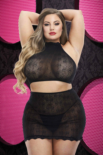 223879 - Jacquard Crop Top And Skirt Set - Just for you desires