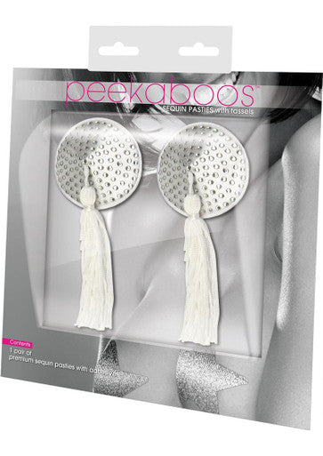 224246 - Satin With White Stone & Tassel Pasties - Just for you desires