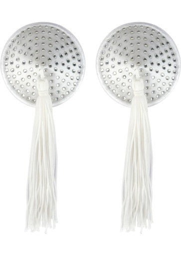 224246 - Satin With White Stone & Tassel Pasties - Just for you desires