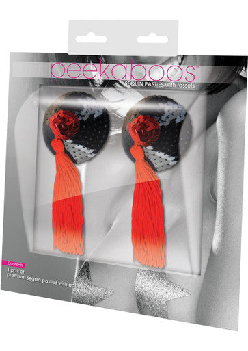 224252 - Sequin With Black Tassel Pasties - Just for you desires