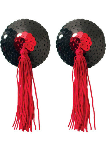 224252 - Sequin With Black Tassel Pasties - Just for you desires
