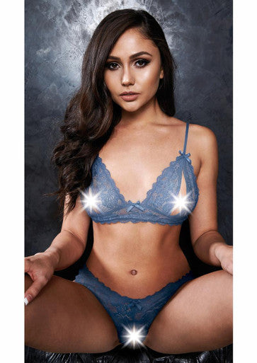 224556 - 2 Piece Peek-A-Boo Bra And Crotchless G-String Set - Just for you desires