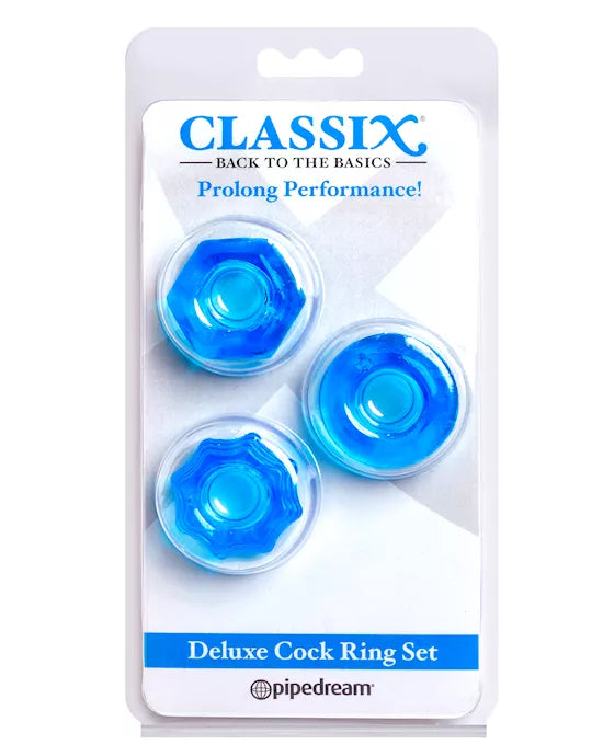 Classix Deluxe Cock Ring Set Blue - Just for you desires