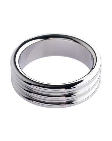 232183 - Kinki Range Stainless Steel Ridged Penis Head Ring - 1.9 Inch - Just for you desires