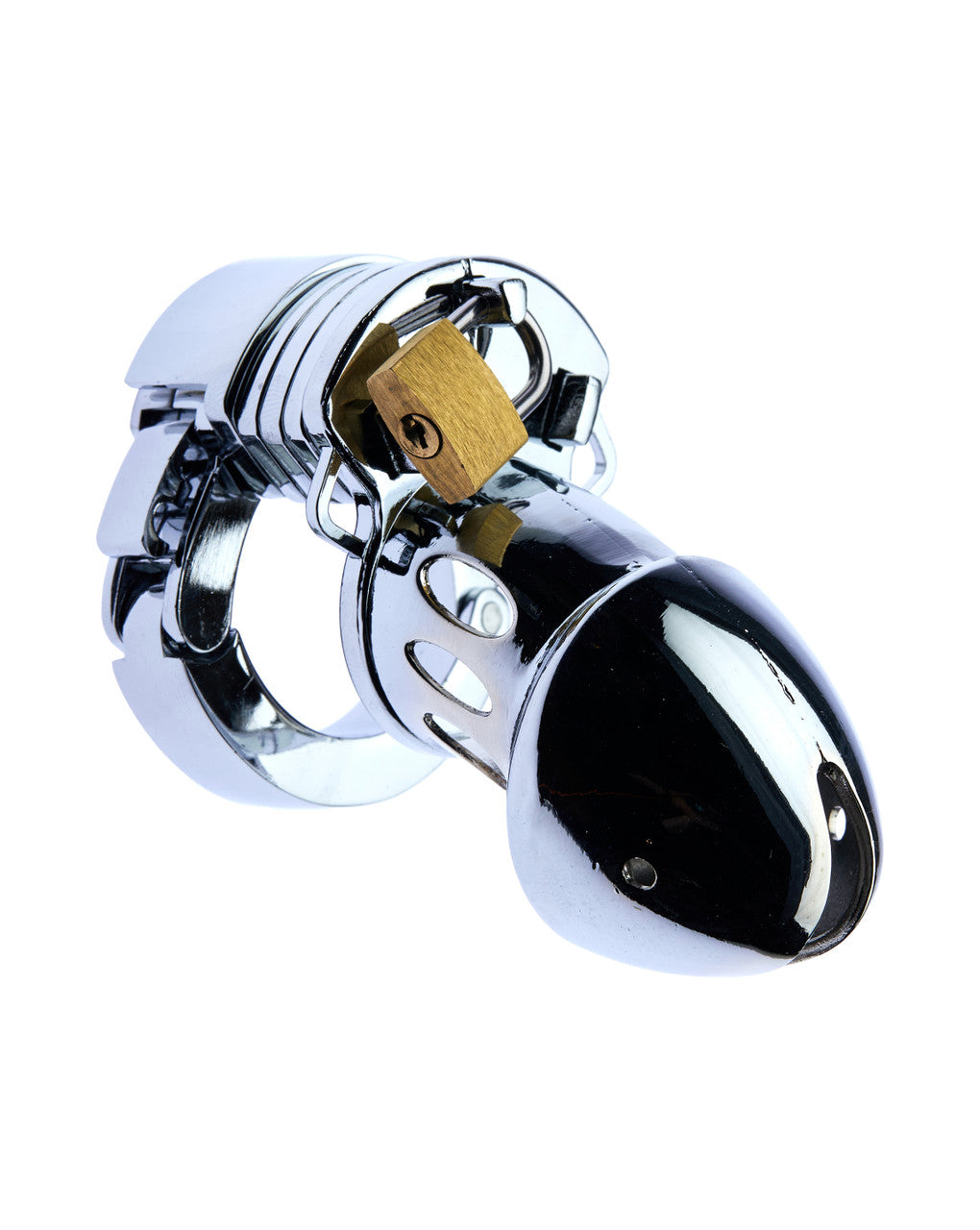 Kink - Thick Band Silver Alloy Chastity Cage with Padlock. 37mm Weight 360g