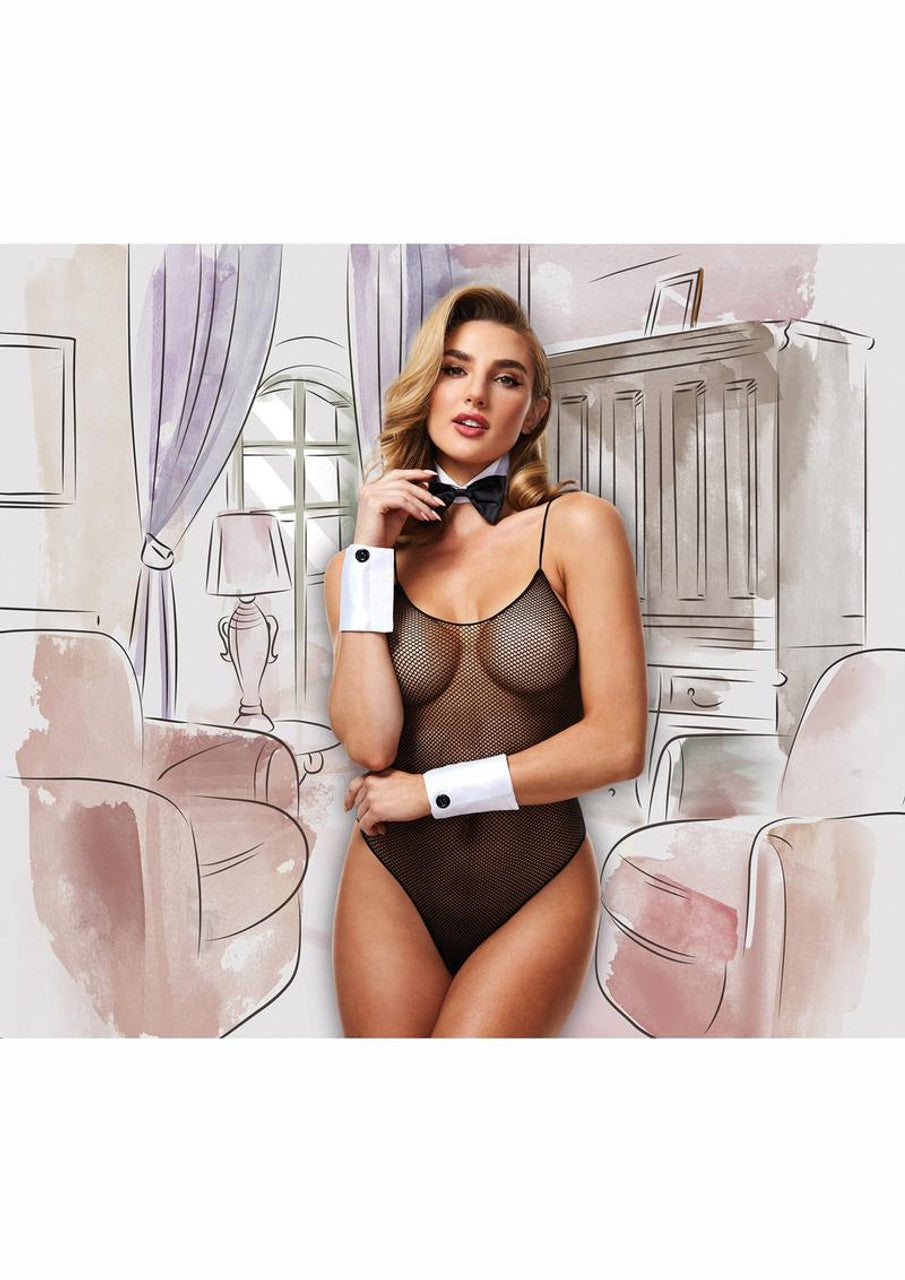 BACI FISHNET DELUXE TUXEDO BUNNY TEDDY - Just for you desires