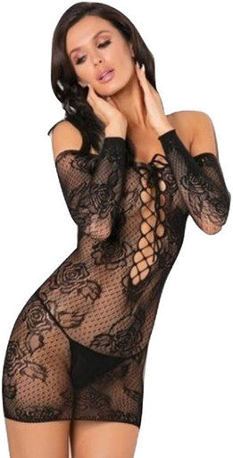 244143 - Tie Breaker Long Sleeve Dress Black - Just for you desires