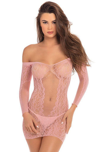 244198 - Demure Long Sleeve Mini Dress - Just for you desires