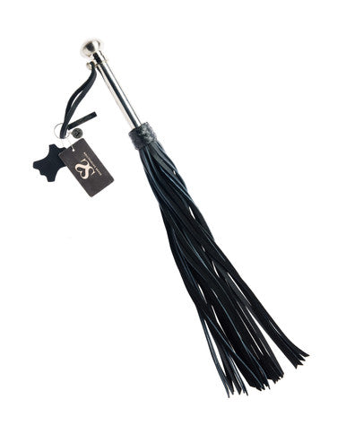 244923 - Bound X Calfskin Flogger With Rounded Metal Handle - Just for you desires