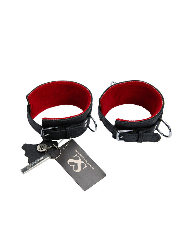 Bound X Textured Leather Ankle Cuff with Fur Lining - Just for you desires