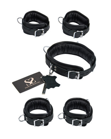 245388 - Bound X Padded Cuffs And Collar Set With Silver Hardware - Just for you desires