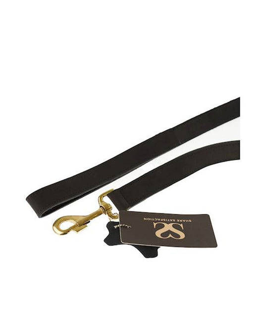 Black Nubuck Leather Plain Leash 100cm