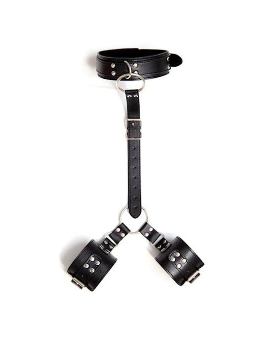Premium Collar With Wrist Cuffs - Black - Just for you desires