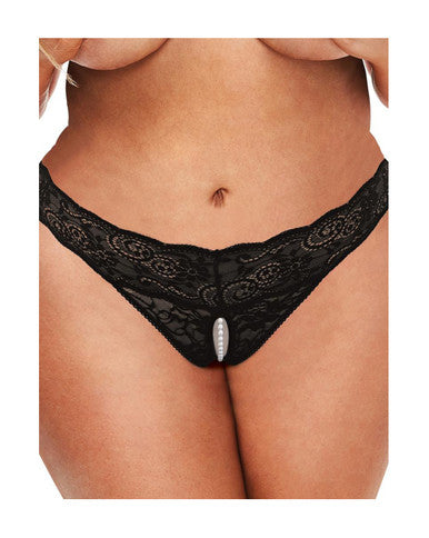 249597 - Secret Kisses Lace And Pearls Crotchless Thong - Just for you desires