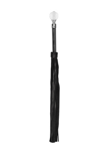 250091 - Sparkling Round Metal Handle Leather Flogger - Just for you desires