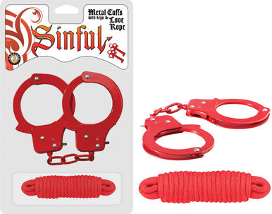 253392 - Sinful Metal Cuffs & Love Rope - Just for you desires